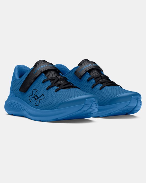 Boys' Pre-School UA Pursuit 3 AC Big Logo Running Shoes, Blue, pdpMainDesktop image number 3
